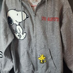Peanuts Kids' Gray Snoopy & Woodstock Zip-Up Hoodie